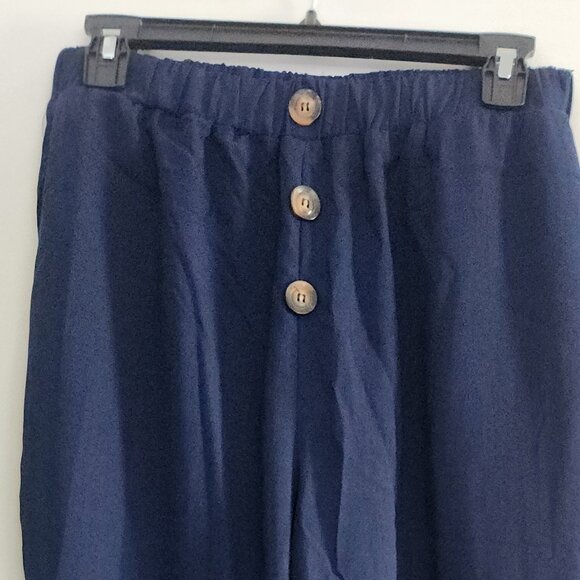 Cupshe Womens Navy Blue Wide Leg Pants Beach Casual Pull On Lightweight NWT - M - Picture 6 of 7